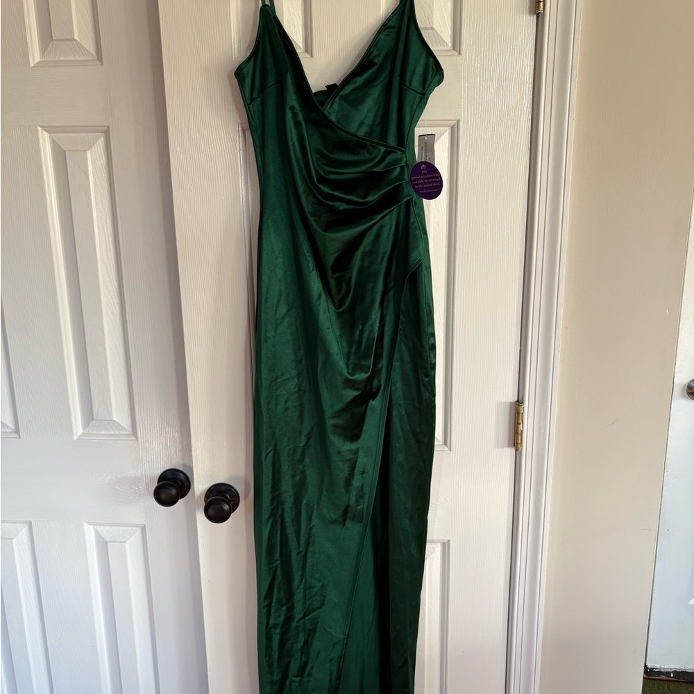 Windsor Emerald Green Strapless Maxi Gown with High Slit